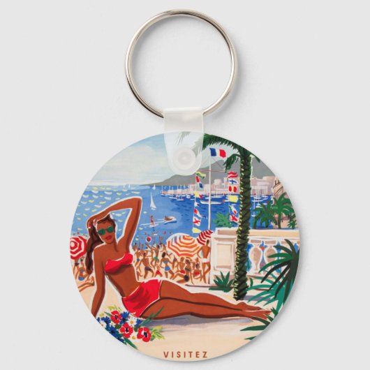  Cote D'Azur Beach Girl Sleutelhanger (Voorkant)