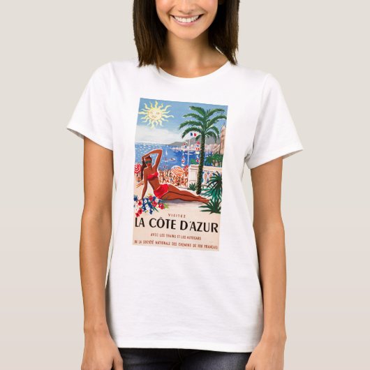  Cote D'Azur Beach Girl T-shirt (Voorkant)