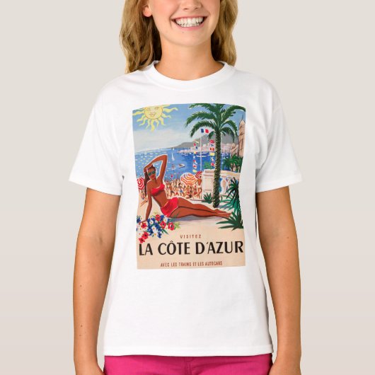  Cote D'Azur Beach Girl T-shirt (Voorkant)