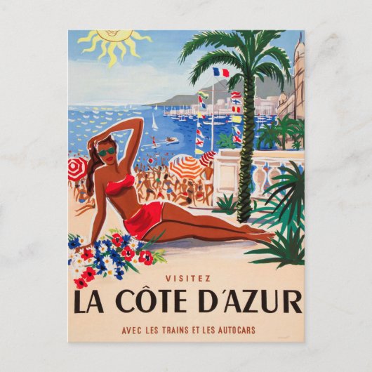 Cote D'Azur Beach Girl Uitnodiging Briefkaart (Voorkant)