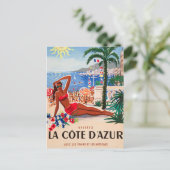 Cote D'Azur Beach Girl Uitnodiging Briefkaart (Staand voorkant)