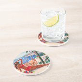 Cote D'Azur Beach Girl Zandsteen Onderzetter (Zijkant)