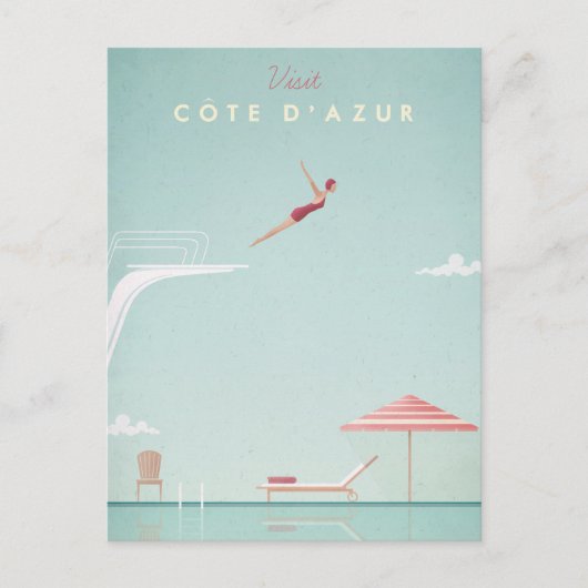 Côte d'Azur  Duikreis Poster - Art Po Briefkaart (Voorkant)