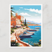 Cote d'Azur France Art vintage reisillustratie Briefkaart (Voorkant)