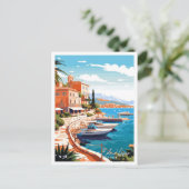 Cote d'Azur France Art vintage reisillustratie Briefkaart (Staand voorkant)