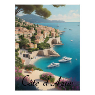 Cote d'Azur France French Riviera Travel Print Perfect Poster