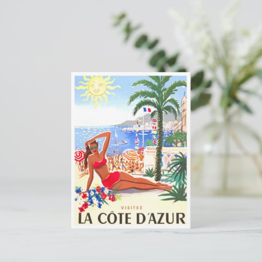 Cote D'Azur France vintage-reis Briefkaart (Staand voorkant)