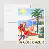 Cote D'Azur France vintage-reis Briefkaart (Voorkant / Achterkant)