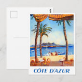 Cote D'Azur France vintage-reis Briefkaart (Voorkant / Achterkant)