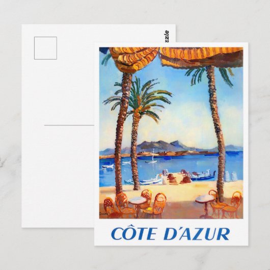 Cote D'Azur France vintage-reis Briefkaart (Voorkant / Achterkant)