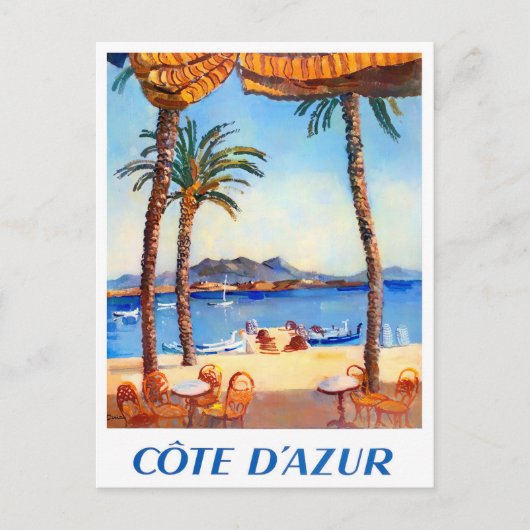 Cote D'Azur France vintage-reis Briefkaart (Voorkant)