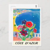 Cote D'Azur France vintage-reis Briefkaart (Voorkant / Achterkant)