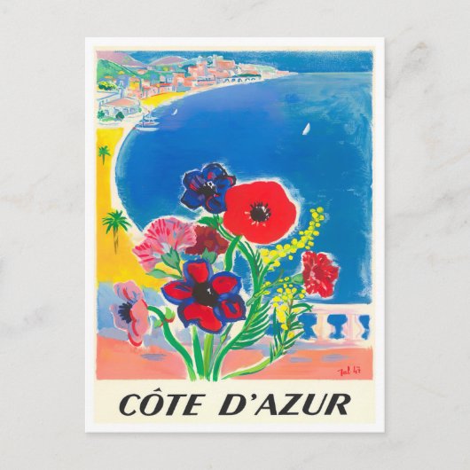 Cote D'Azur France vintage-reis Briefkaart (Voorkant)