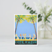 Cote D'Azur France vintage-reis Briefkaart (Staand voorkant)