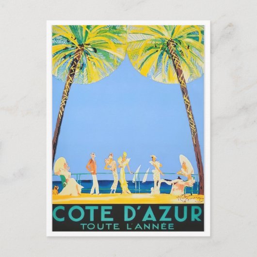 Cote D'Azur France vintage-reis Briefkaart (Voorkant)