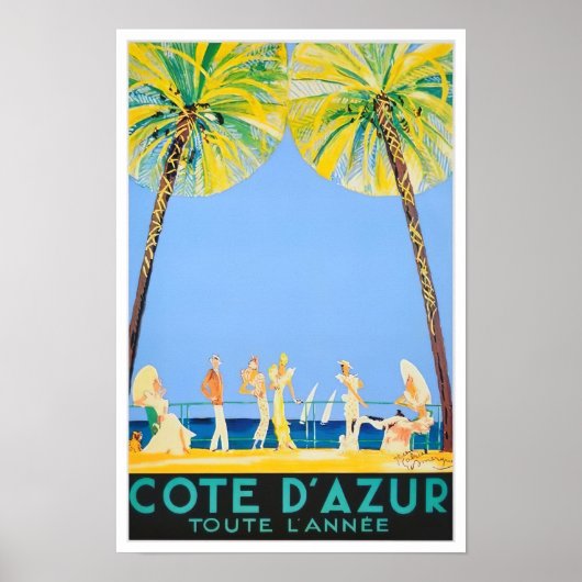 Cote D'Azur France vintage-reis Poster (Voorkant)