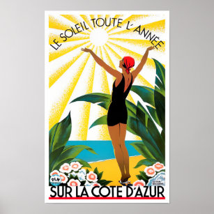 Cote D'Azur France vintage-reis Poster
