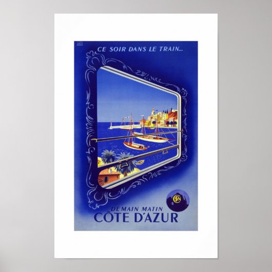 Cote D'azur France Vintage Travel Poster (Voorkant)