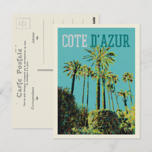 Cote d'Azur Frankrijk, mediterrane palmbomen Briefkaart