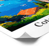 Cote d'Azur Frankrijk Reizen Kunst Vintage Illustr Poster (Hoek)