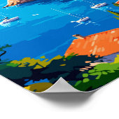 Cote d'Azur Frankrijk Travel Art Vintage Poster (Hoek)