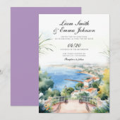 Cote d'Azur Frankrijk Trouw Uitnodiging (Voorkant / Achterkant)