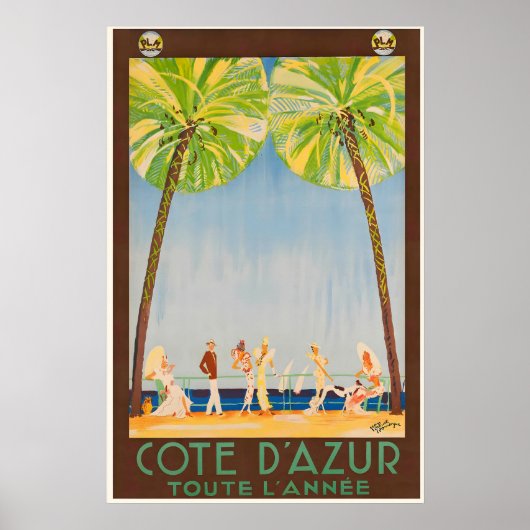 Cote D'Azur Frankrijk Vintage Reisposter Poster (Voorkant)