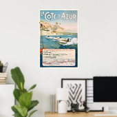 Cote D'Azur Frankrijk Vintage Reisposter Poster (Thuiskantoor)