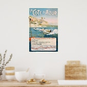 Cote D'Azur Frankrijk Vintage Reisposter Poster (Keuken)