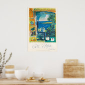 Cote D'Azur Frankrijk Vintage Reisposter Print (Keuken)