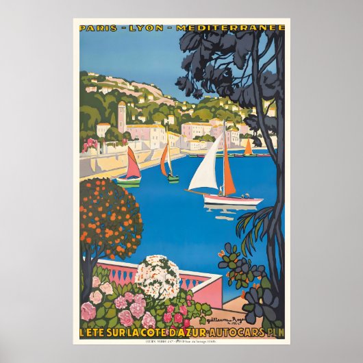 Cote D'Azur Frankrijk Vintage Reisposter Print (Voorkant)