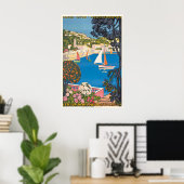 Cote D'Azur Frankrijk Vintage Reisposter Print (Thuiskantoor)