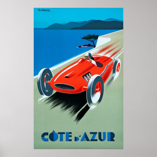Cote d'Azur, Franse Rivera — Racing Poste Poster (Voorkant)