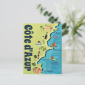 Cote d'Azur, geïllustreerde kaart (Staand voorkant)