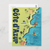 Cote d'Azur, geïllustreerde kaart (Voorkant / Achterkant)