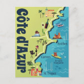 Cote d'Azur, geïllustreerde kaart (Voorkant)