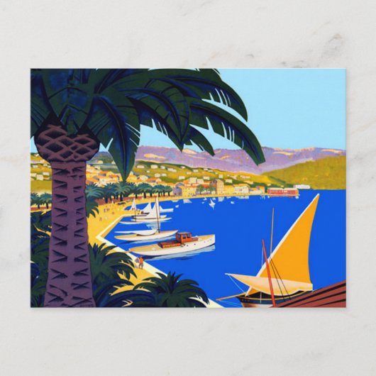 Cote d'Azur Illustratie Reizen Briefkaart (Voorkant)