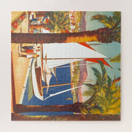 Cote D'Azur Old Travel Art Legpuzzel (Horizontaal)