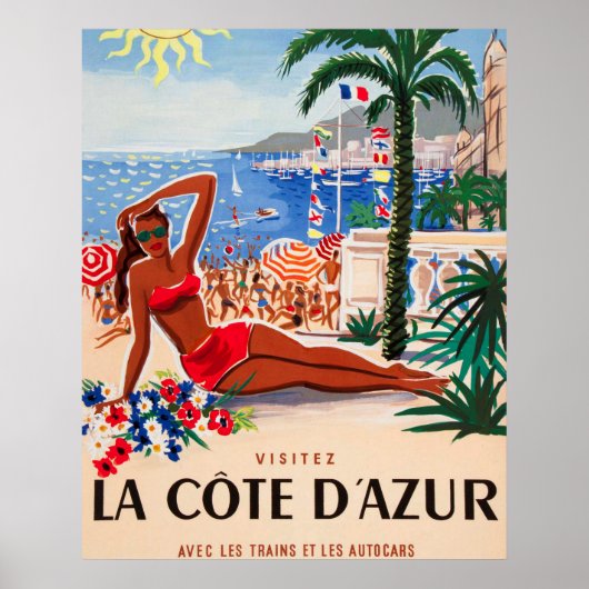 Cote D'Azur Oud Frans Reisposter Poster (Voorkant)