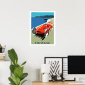 Côte d'Azur, speed racing car, vintage trip Poster (Thuiskantoor)