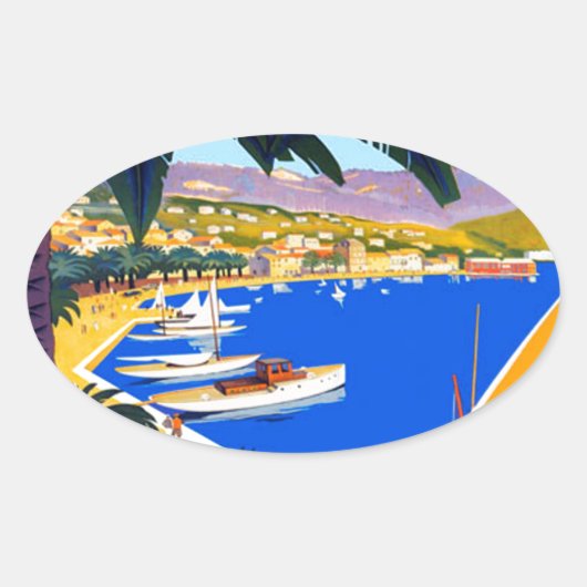 Cote D'Azur Travel Ovale Sticker (Voorkant)