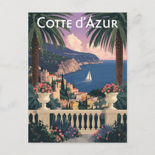  Côte d'Azur Travel Poster - Franse Rivièra Briefkaart (Voorkant)