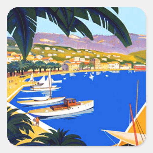  Cote D'Azur Travel Vierkante Sticker (Voorkant)