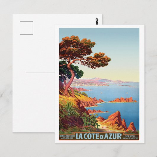 Cote d'Azur, uitzicht aan de Franse kust Briefkaart (Voorkant / Achterkant)