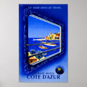 Cote d'Azur Vintage Poster teruggezet (Voorkant)