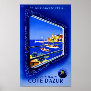 Cote d'Azur Vintage Poster teruggezet