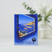 Cote d'Azur Vintage Poster teruggezet Briefkaart (Staand voorkant)