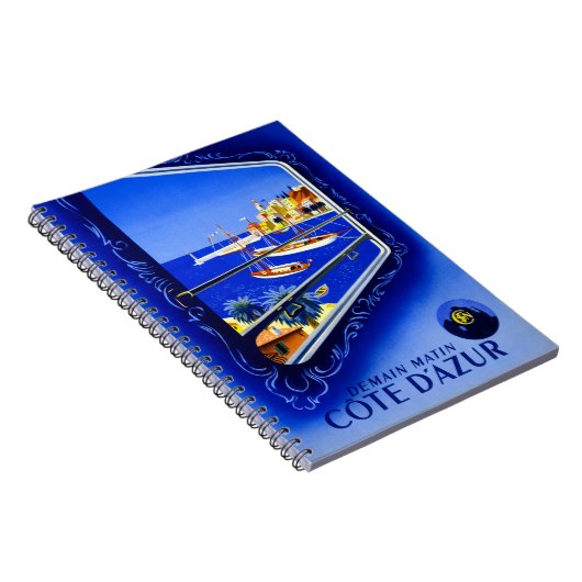 Cote d'Azur Vintage Poster teruggezet Notitieboek (Rechterzijde)
