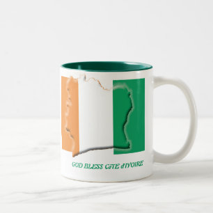 COTE D'IVOIRE FLAG Scripting Gepersonaliseerd Wit Tweekleurige Koffiemok