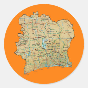 Cote d'Ivoire Kaart Sticker